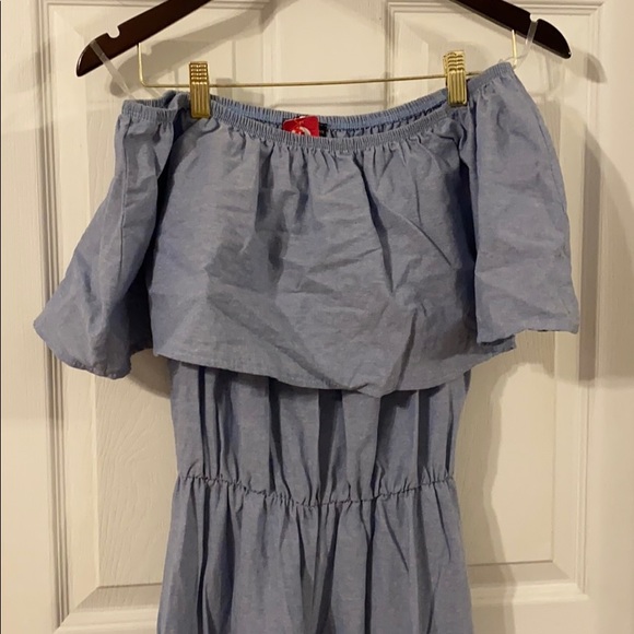 NWT off the shoulder denim jumpsuit - Picture 2 of 3